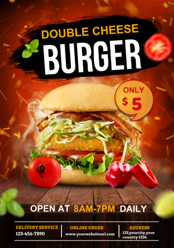 Double Cheese Burger Restaurant Flyer (6.25x9)