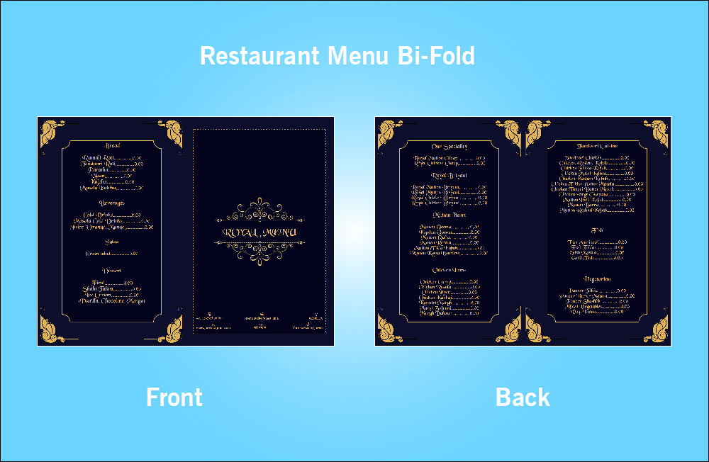 Restaurant Royal Menu Bi-Fold - S1 (11x8.5)
