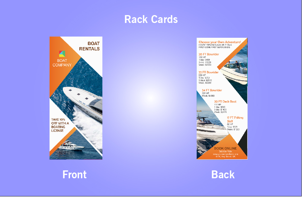 Boat Rental Company Rack Card - 30 (4x9)